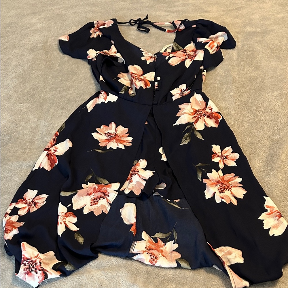 Floral High Low Dress Romper